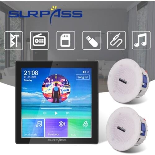 Bluetooth In Wall Amplifier Power Fm Radio Bathroom Waterproof Ceiling Speaker HiFi Stereo Sound Audio Smart Home Theater System