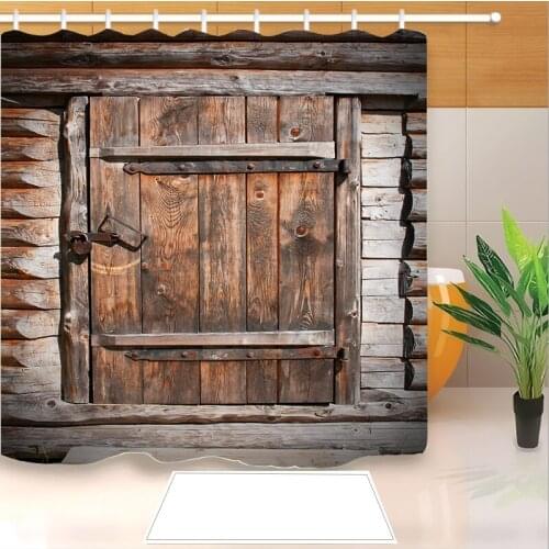 New Arrival Wooden Doors 3D Print Shower Curtain Polyester Fabric Bathroom Curtain Waterproof Hook Bath Curtain 01