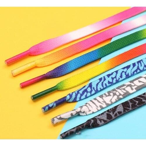 New Arrival Flat 80cm/100cm/120cm Polyester Shoelace New Printing Shoelace For Sneakers One Pair Free Shipping