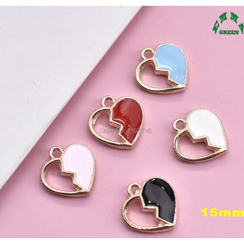 Heart Charms for Jewelry making Broken Heart Charms Pendant Enamel Charms 15mm 10pcs Metal Charm Gold Charms for diy Accessories