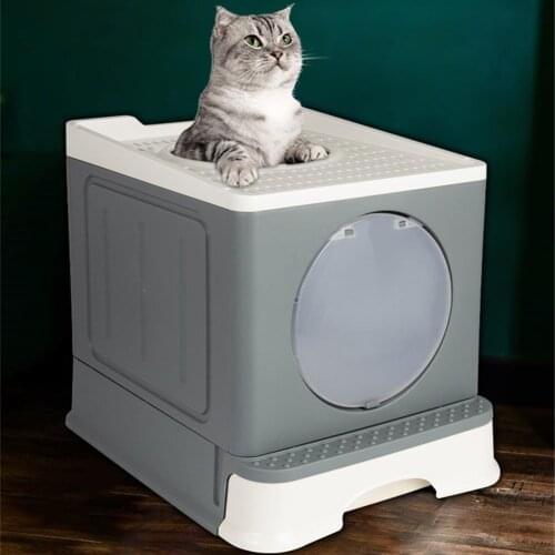 Fully Closed Pet Toilet Top-entry Plastic Cat Litter Box Foldable Drawer Bedpan Kitten Indoor Deodorant Cleaning Basin Sandbox