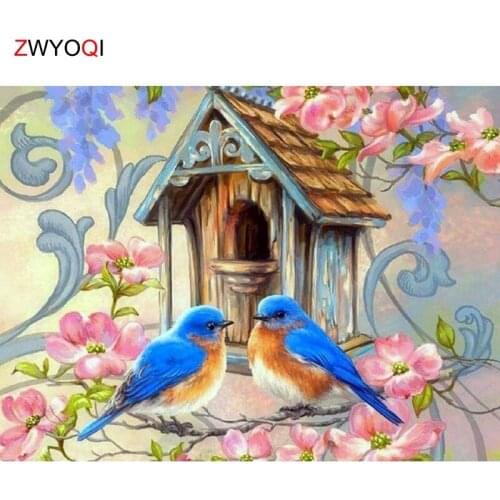 Full Round Diamond mosaic flower bird DIY 3D Diamond painting Full Square Diamond embroidery Cross stitch bird Bird house flower