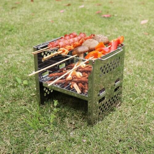 Portable Outdoor Mini Barbecue Net Stainless Steel Folding Barbecue Grill Charcoal Stove Japanese Barbecue Cooking Tool Charcoal
