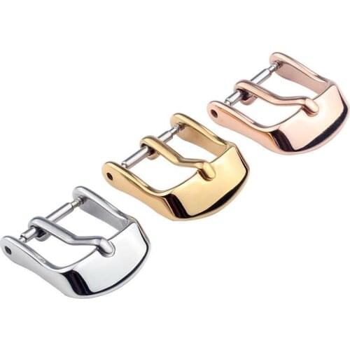 Stainless Steel Watch Pin Buckle 16mm 18mm 20mm 22mm Silver Gold Black Leather Watch Band Strap Clasp Accessories