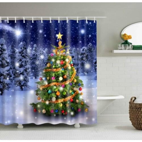 Christmas Bathroom Curtain Fabric Waterproof Mildewproof 3D Bathtub Shower Curtains Practical Bathroom Decoration Accessories