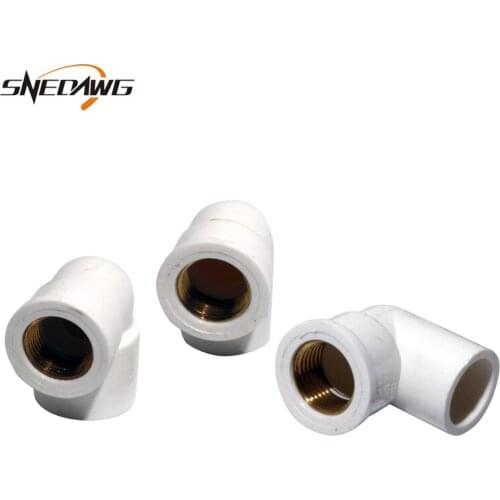 UPVC Pipe Fittings 90Degree Elbow Water Pipe Joint 20/25/32mm Tube 1/2'' 3/4'' 1'' Brass Thread Water Connectors DIY Pipe Joint