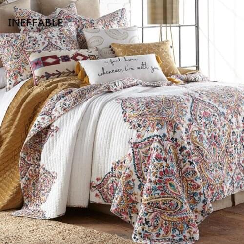 100% cotton Quilted Bohemian style Bedspread Bed Cover Bed Sheet size 223x230cm and 269x233cm blanket Pillowcases 3pcs