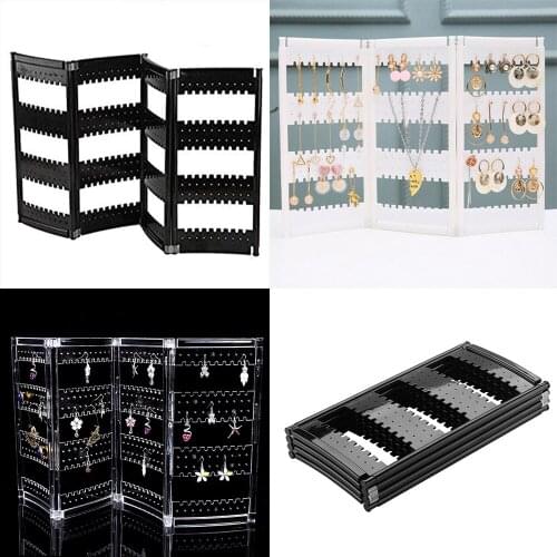 SZanbana Foldable Acrylic 120 Pairs Earring Screen Holder Ear Stud Display Stand Necklace Bracelet Showcase Jewelry Organizer