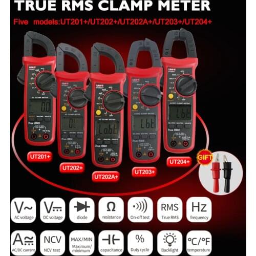 Clamp Meter Uni t UT201+/202+/202A+/203+/UT204+ Digital Clamp Multimeter Mini AC DC current voltage Capacitance Temperature