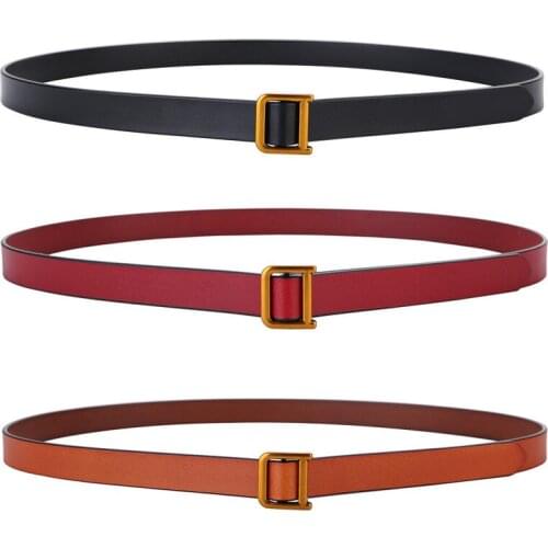 Genuine leather thin belt fashion Korean version style wild D-shaped buckle belt female with dress small belt QZ0079