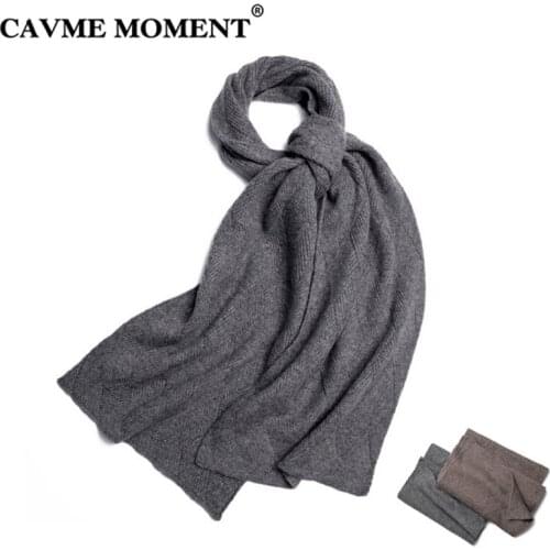 CAVME Knitted Wool Scarf Men Solid Color Basic Scarf Ladies Classic Long Scarves Gray Brown Color Woolen Shawl Wrap 30*200cm