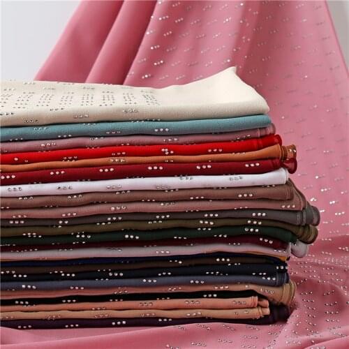 Heavy Bubble Chiffon Scarf hijab women solid Diamond headband muslim under scarves shawl wrap bandana 180cm*70cm foulard 26color