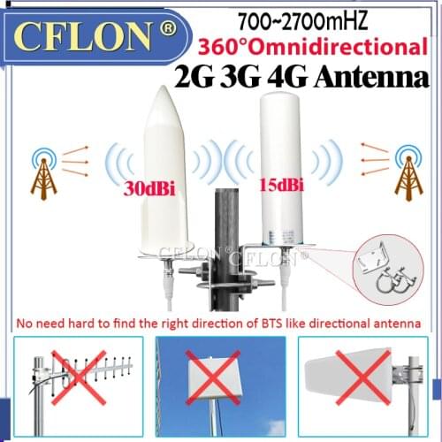 30dBi Outdoor Antenna 2G3G4G Antenna GSM Antenna Omnidirectional LTE Antenna NFemale for 2G 3G 4G Mobile Signal Repeater Booster