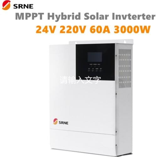 SRNE 3000W All-In-One MPPT Hybrid Solar Charge Inverter 24V 220VAC Pure Sine Wave 60A Max PV 100V Off-Grid Inverter