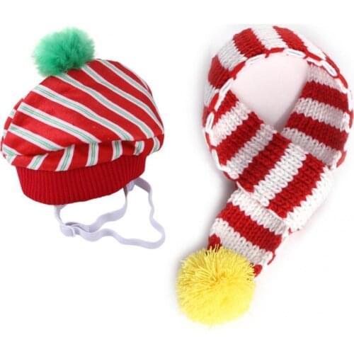 All-match Lightweight Pet Dogs Cats Knitted Beanie Neckerchief Kit for Christmas