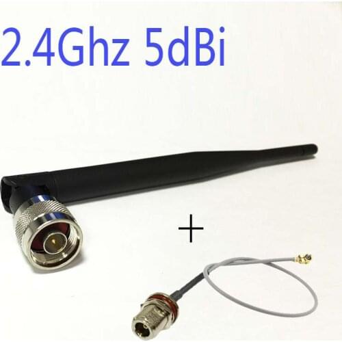 Wifi Antenna 2.4Ghz 5dbi high gain with N male connector Omni antenna signal booster + N female to u.fl/ipx connector cable 15cm