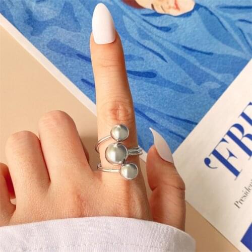 EN Silver Color Engagement Rings for Women Couples Ring Creative Trendy Geometric Multilayer Finger Rings Wedding Party Jewelry