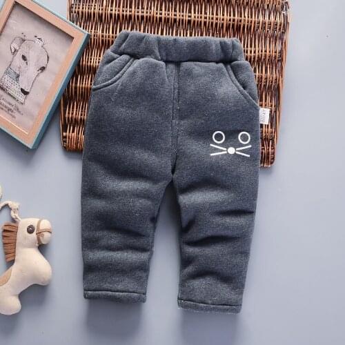 New winter children pants 2019 boys girls casual cotton cartoon sports pants kids thick plus velvet trousers children warm pants