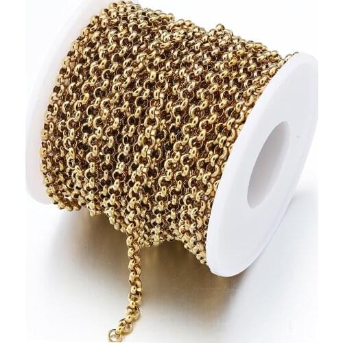 1Meter Stainless Steel Link Chain Gold Necklace Chain Bulk 2.5/3/4mm Width Cable Chains for Jewelry Making Findings DIY Supplies