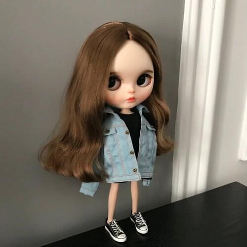 1PCS Doll Clothes Blue Denim Jacket Blyth Coat for blyth, barbies,ob24,azone,pullip,1/6 Doll Accessories Clothing