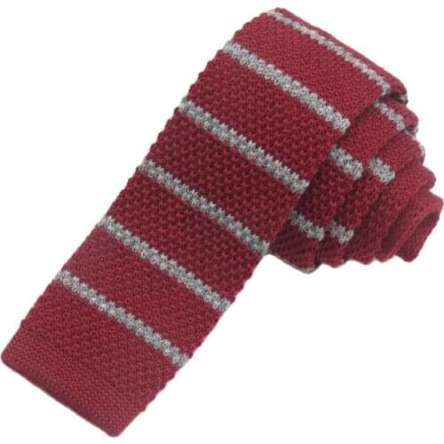100% wool MENS FASHION retro knitted tie/wine red and grey Horizontal stripes desgin/The high quality Narrow neck ties