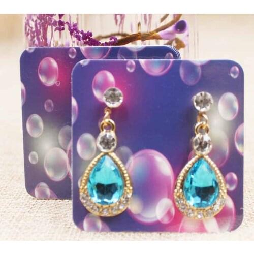 100pcs /lot 5*5cm colorful earring display card tag label paper marble/flower/dreamcatcher earring package card tag label