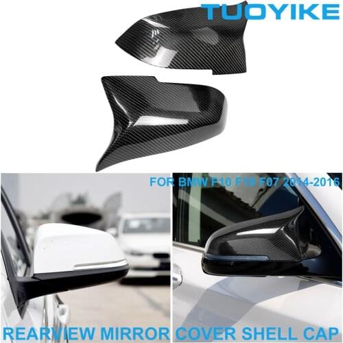 LHD RHD Car Real Dry Carbon Fiber Rearview Rear Side Mirror Cover Cap Shell Trim For BMW 5-Series F10 F18 GT F07 2014-2016 2PCS