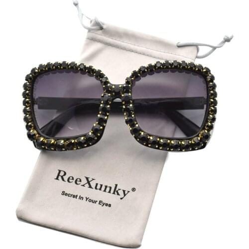 2020 Sunglasses Women Luxury Rhinestone Square Sun Glasses Overszied Men Sunglasses Vintage Shades UV400