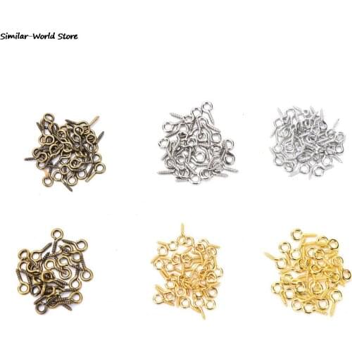 2021 New Small Sheep Eyes Nail Screw Gold/Silver Color For Beaded pendant Jewelry Findings Jewelry Accessories 100pcs 8mm 10mm