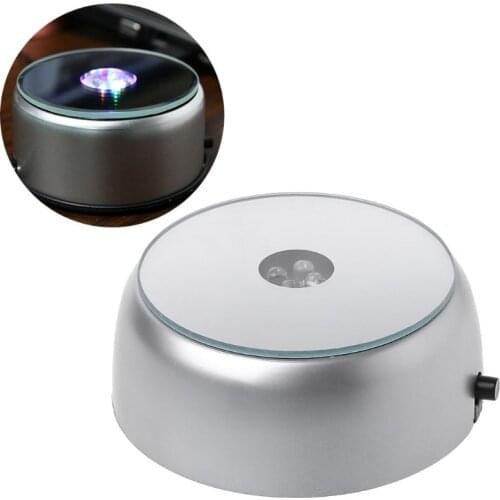 X7AB 4-LED Round Luminous Base Light Stand Holder for c.cktail Crystal Glass Transparent Objects Display