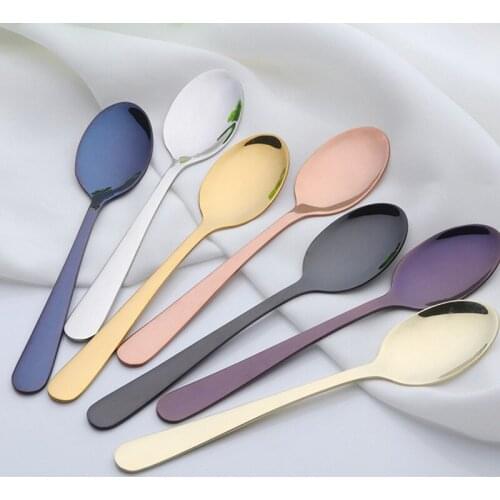 6pcs Mini Tea Spoon Stainless Steel Cutlery Set Unique Rainbow Dessert Spoon Gold Tea Spoons Small Coffee Spoon Scoop