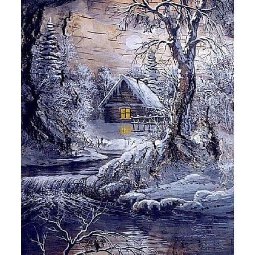 Diamond Mosaic Diamond Painting Scenery Snowy Village Winter Diamond Embroidery Cross Stitch Picture Of Rhinestones Handcraft