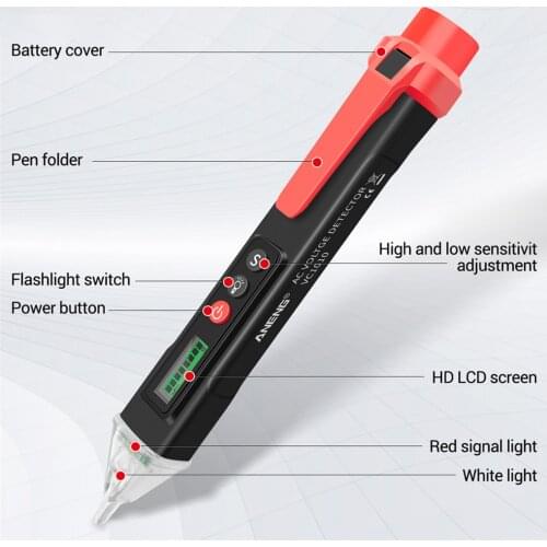 Non-contact AC Voltage Detector Tester Meter 12V-1000v Pen Style Electric Indicator LED voltage meter vape pen
