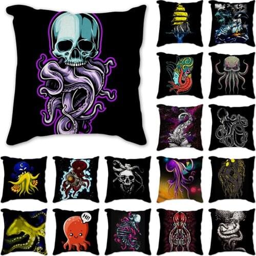 Cushion Cover Cartoon octopus Pattern Plush Square Sofa Cushion Cover Hug Pillow Case 45x45 Cm Home Decorative Pillowcover