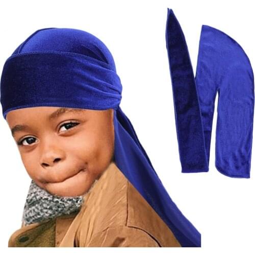 New Unisex Kids Velvet Durags Bandana Turban Hat Doo rag Waves Cap Headband Wraps Scarves Afrcian Boys Girls Fashion Head Scarf