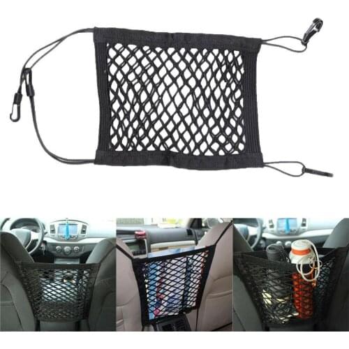New Black Car Organizer Seat Back Storage Elastic Car Mesh Net Bag Between Bag Luggage Holder Pocket for Auto Cars 30*25CM