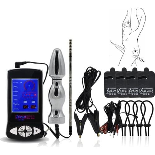 Electro Shock Anal Plug Penis Plug Cock Rings Massage Pad Nipple Clamps Medical Themed Toys For Men Electric Shock Sex Products