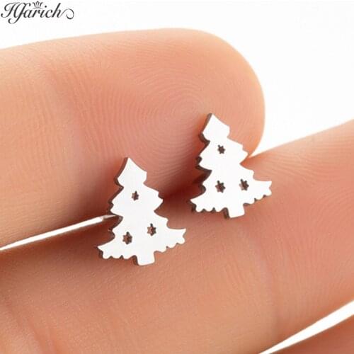 Hfarich Charm Tiny Christmas Tree Earrings Charming Generous Exquisite Cute Sweet Female Jewelry Ear For Women Girls Party Gifts