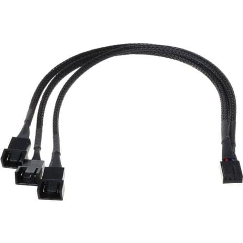 30cm 4Pin to 3 Ways Y Splitter Cable Fan 4 Pin to 3x4Pin/3Pin Extension Cable for PC Computer Laptop Accessories