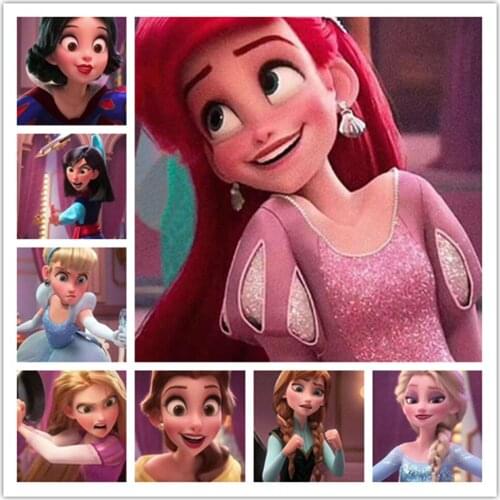 5D Rhinestone Painting Disney Princess Nautical Mosaic Beautiful Girl Living Room Home Decoration Wall Hanging Art Painting