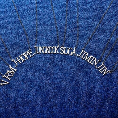 Kpop bangtan boys idol name necklace titanium steel necklace decoration for Fans gift collection bangtan boys kpop supplies