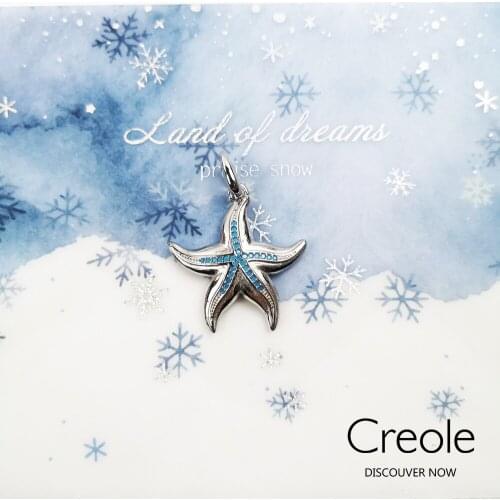 Pendant Starfish Blue Stones 925 Sterling Silver Fit Necklace 2021 New Fine Jewelry Mysterious Ocean Collection Bijoux For Women