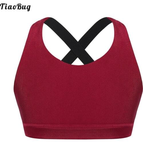 Fashion Kids Girls Yoga Sport Bra U Neck Letters Print Shoulder Straps Criss Cross At Rear Cropped Top Vest For Gym Fitness