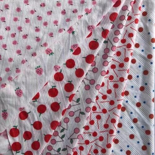 Cherry Print Soft Breathable Knitted Hollow Jacquard Fabric Suitable For Sewing Girls' Tops and Skirts 50X155cm/piece TJ4150
