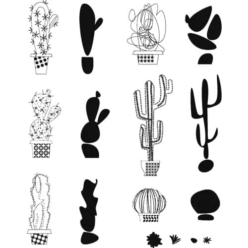 2021 New Retro Plant Cactus Flower Leaf Pattern Clear Stamps For DIY Making Greeting Card Scrapbooking No Metal Cutting Dies Set