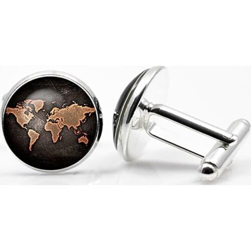 New 2020 Black Globe World Map Cufflinks Plated Vintage World Map Cuff Men And Women Accessories Antique Vintage Bronze