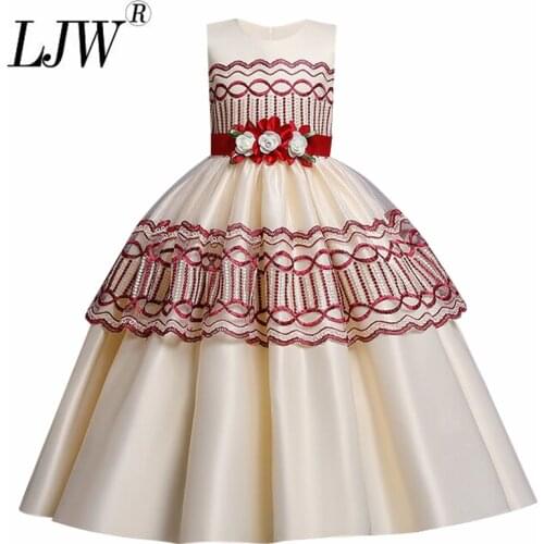 New Elegant 202 Fashion Christmas Party Dresses for Girls Flower Half Sleeve Lace Patchwork Wedding Party Princess Dresses
