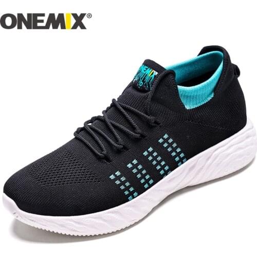 ONEMIX 2020 New Arrival Men Sports Sneakers Sock Shoes Breathable Mesh Trainers Lightweight Slip On Tenis Shoes Walking Sneaker