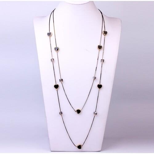 88cm Fashion Long Gold Chains Necklaces For Women Statement Boho Heart Star Crystal Beads Multilayer Necklace Trendy Jewelry New