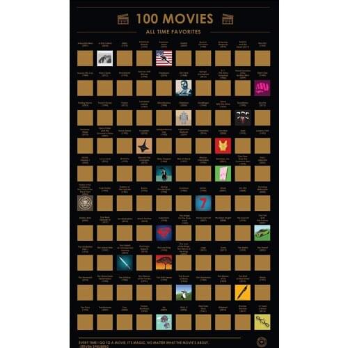 100 Movies Scratch Off Poster 100 Must-See Movies Top Films of All Time Bucket List (16.5" x 23.4")